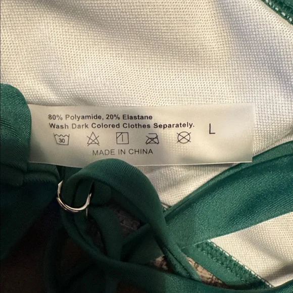 NWOT Sexy Brazilian Thong Bikini Sets High Cut Leg Rise One Shoulder Green Large - Picture 8 of 8